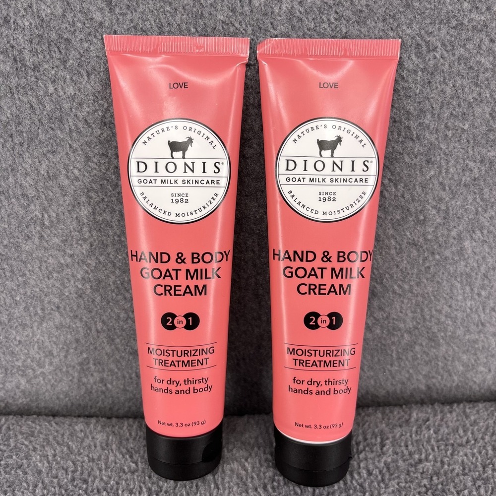 2x Dionis Goat Milk Hand &‎ Body Cream LOVE Moisturizing Treatment 3.3 oz each